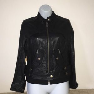 D & G  Women’s Black Leather Motorcycle Jacket